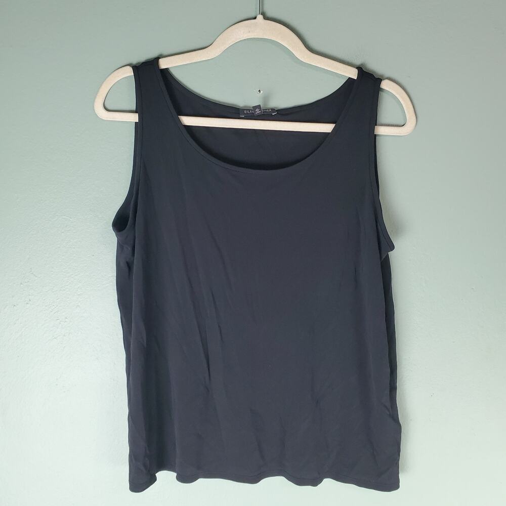 Eileen Fisher Womens Black Silk Sleeveless Tank Top Size Large
